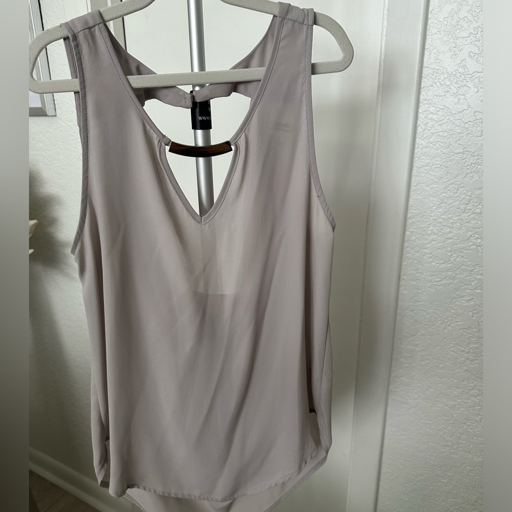 Meraki Purple Tank With Metal Front Detail And Draping Down the Back Size Small